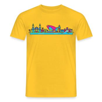 Las Palmas City Skyline Gran Canaria Line Art - Men's T-Shirt - yellow - Front - AI Model Male 178 dark (178cm)