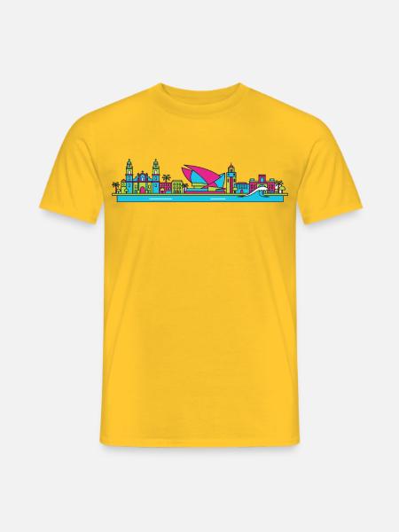 Las Palmas City Skyline Gran Canaria Line Art - Men's T-Shirt - yellow