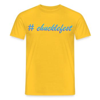 Chucklefest hatch tag slogan - Men's T-Shirt - yellow - Front - AI Model Male 178 dark (178cm)