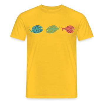 bunte Fische Scribble-Style scribble Fische angeln - Männer T-Shirt - Gelb - Vorne - AI Model Male 178 dark (178cm)