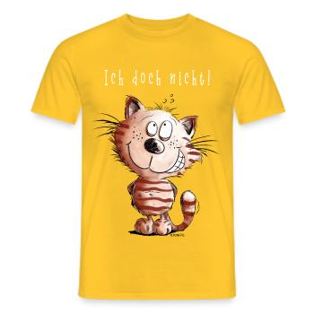 I do not cat I cat motif comic gift - Men's T-Shirt - yellow - Front - AI Model Male 178 dark (178cm)
