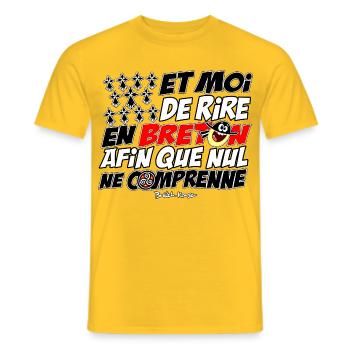 And I laugh in Breton - Men's T-Shirt - yellow - Front - AI Model Male 178 dark (178cm)
