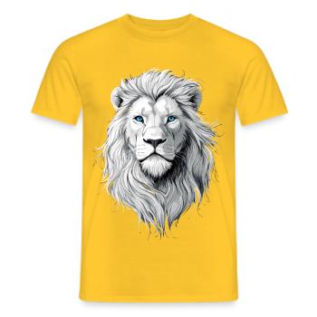 Lion Blanc Tête de Lion Crinière Predator Art - T-shirt homme - jaune - Devant - AI Model Male 178 dark (178cm)