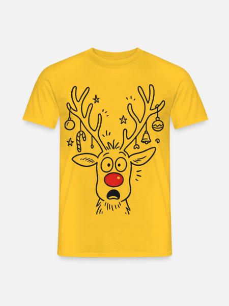 Weihnachten Rudolph - Rentier Elch Santa Claus - Männer T-Shirt - Gelb
