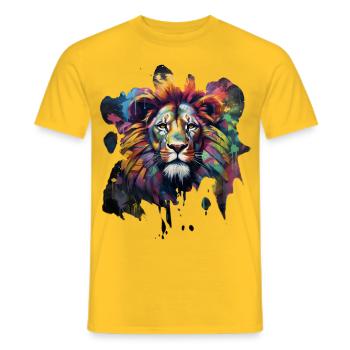 Lion de style graffiti - T-shirt homme - jaune - Devant - AI Model Male 178 dark (178cm)