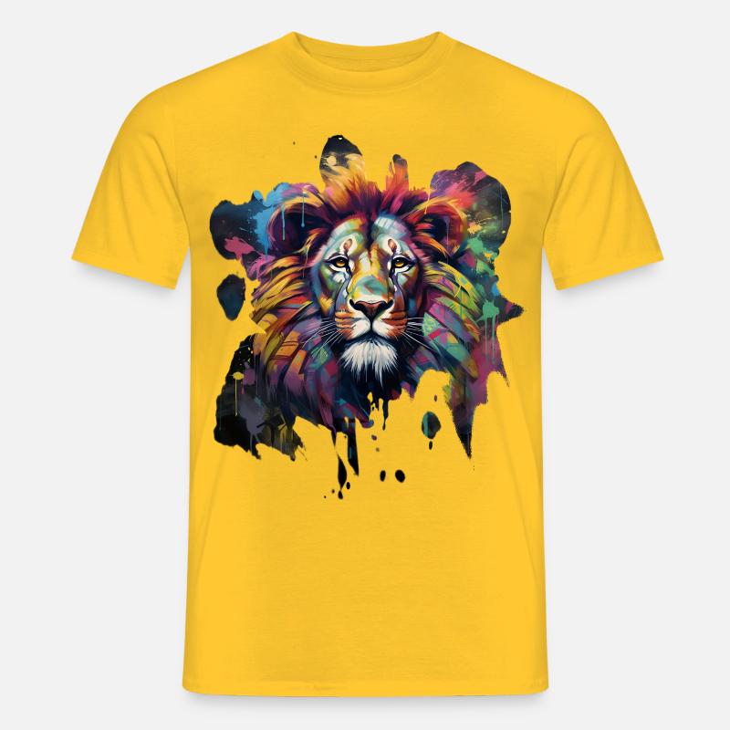 Löwe im Graffiti-Stil - Männer T-Shirt - Gelb