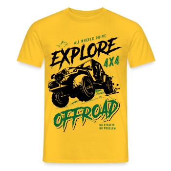 Explore - Véhicules tout-terrain - 4x4 - T-shirt homme - jaune - Devant - AI Model Male 178 dark (178cm)