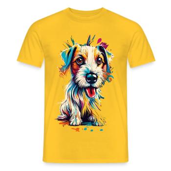 Jack Russel Terrier Colorful - Jack Russell - Men's T-Shirt - yellow - Front - AI Model Male 178 dark (178cm)