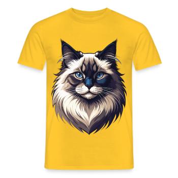 Chat Ragdoll – Doux, fier et beau - T-shirt homme - jaune - Devant - AI Model Male 178 dark (178cm)