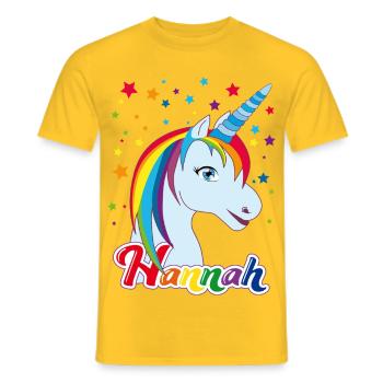 Hannah, nom de jeune fille, prénom préféré - T-shirt homme - jaune - Devant - AI Model Male 178 dark (178cm)