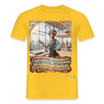 Heuschrecke JOGUE Projektmanager PM Büro Pop Art - Männer T-Shirt - Gelb - Vorne - AI Model Male 178 dark (178cm)