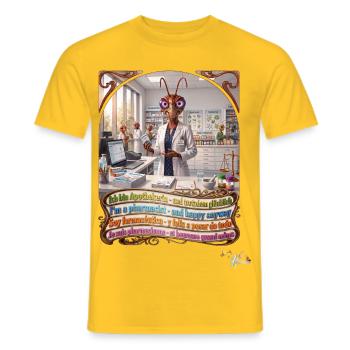Heuschrecke JOGUE Apothekerin in 4 Sprachen PopArt - Männer T-Shirt - Gelb - Vorne - AI Model Male 178 dark (178cm)