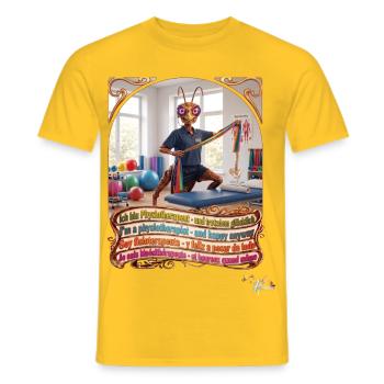 Heuschrecke JOGUE Physiotherapeut in 4 Sprachen - Männer T-Shirt - Gelb - Vorne - AI Model Male 178 dark (178cm)