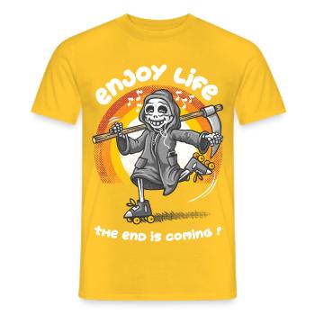 Enjoy life - Men's T-Shirt - yellow - Front - AI Model Male 178 dark (178cm)