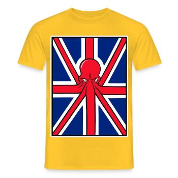 Red Octopus Union Jack Flagge - Männer T-Shirt - Gelb - Vorne - AI Model Male 178 dark (178cm)
