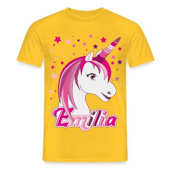 Emilia, maiden name, favorite name - Men's T-Shirt - yellow - Front - AI Model Male 178 dark (178cm)