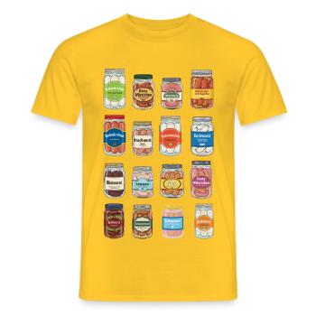 Sausages in a jar - Men's T-Shirt - yellow - Front - AI Model Male 178 dark (178cm)