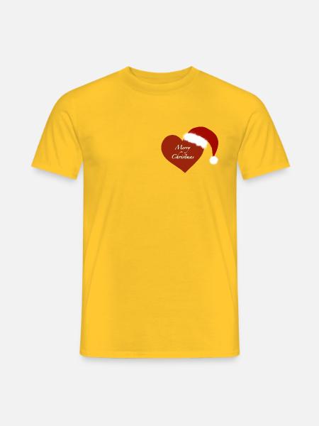 Merry Christmas herz - Männer T-Shirt - Gelb
