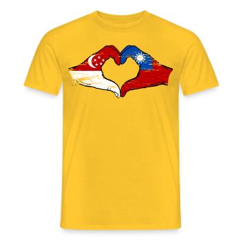 Singapore Taiwan Hands Heart Shape Used - Men's T-Shirt - yellow - Front - AI Model Male 178 dark (178cm)