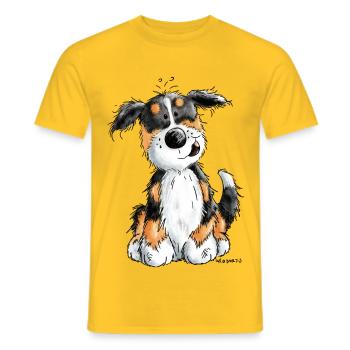 Kleiner Berner Sennenhund - Cartoon - Geschenk - Männer T-Shirt - Gelb - Vorne - AI Model Male 178 dark (178cm)