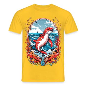 Créatures marines - T-shirt homme - jaune - Devant - AI Model Male 178 dark (178cm)