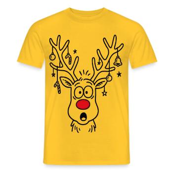 Renne Rudolph Joyeux Noël - T-shirt homme - jaune - Devant - AI Model Male 178 dark (178cm)