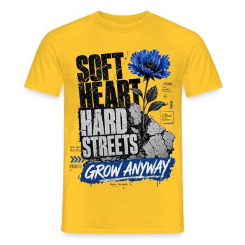 Trotzdem wachsen: Hard Streets Floral - Männer T-Shirt - Gelb - Vorne - AI Model Male 178 dark (178cm)