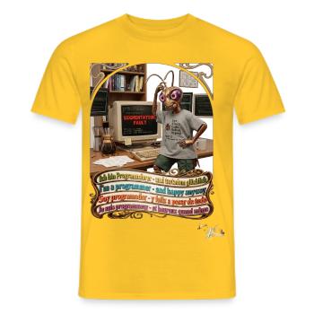 Heuschrecke JOGUE Programmierer IT Code Pop Art - Männer T-Shirt - Gelb - Vorne - AI Model Male 178 dark (178cm)