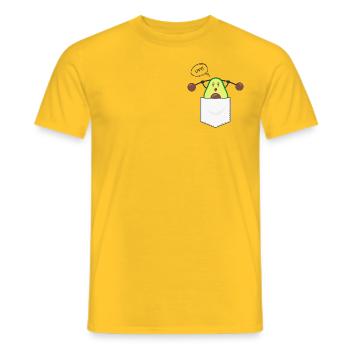 L’avocat sucré en poche fait du sport avec haltère - T-shirt homme - jaune - Devant - AI Model Male 178 dark (178cm)