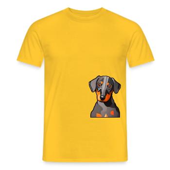 Motif graphique Dachshund Design - T-shirt homme - jaune - Devant - AI Model Male 178 dark (178cm)