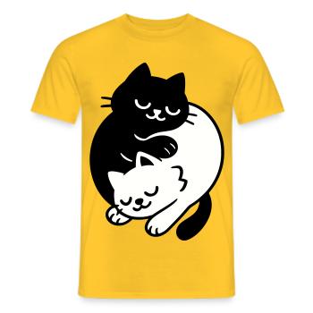 Ying-Yang Cats #2 - Männer T-Shirt - Gelb - Vorne - AI Model Male 178 dark (178cm)