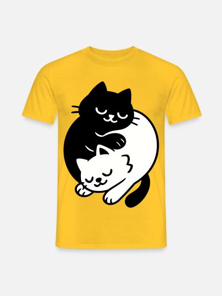 Chats Ying-Yang #2 - T-shirt homme - jaune