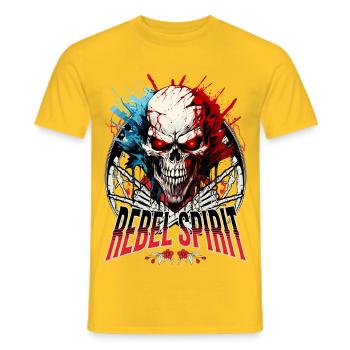 crâne squelette moto motard gang - T-shirt homme - jaune - Devant - AI Model Male 178 dark (178cm)