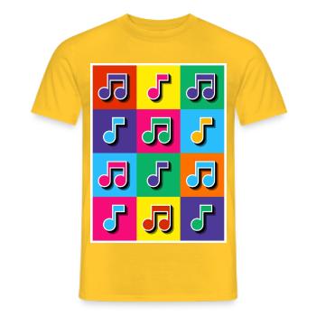Mosaïque de notes musicales Pop Art - T-shirt homme - jaune - Devant - AI Model Male 178 dark (178cm)