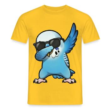Dabbing undulatblå - Mænd T-shirt - gul - Foran - AI Model Male 178 dark (178cm)