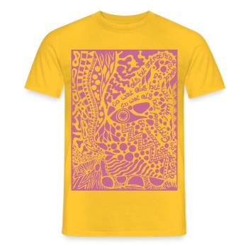 Manifest für Selbstliebe in Pink - Männer T-Shirt - Gelb - Vorne - AI Model Male 178 dark (178cm)