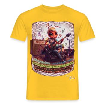 Ameise MALÚ Bass Bassgitarre Rock Punk Pop Art - Männer T-Shirt - Gelb - Vorne - AI Model Male 178 dark (178cm)