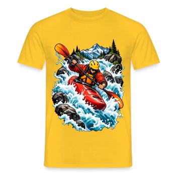 Wildwasser Kajak Abenteuer für Paddler - Männer T-Shirt - Gelb - Vorne - AI Model Male 178 dark (178cm)