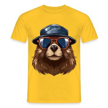 Urban Builder Beaver Streetwear | Beaver lovers - Men's T-Shirt - yellow - Front - AI Model Male 178 dark (178cm)