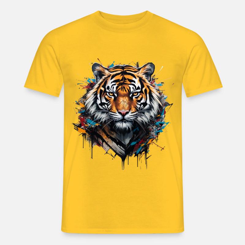Mächtiger Tiger. Stärke im Graffiti-Stil. - Männer T-Shirt - Gelb