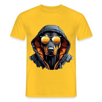 Bête loyale | Profil du rottweiler - T-shirt homme - jaune - Devant - AI Model Male 178 dark (178cm)