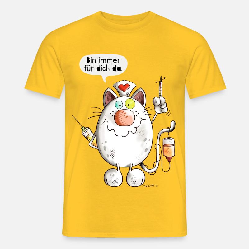 Bin immer für dich da Krankenschwester - Katze - Männer T-Shirt - Gelb