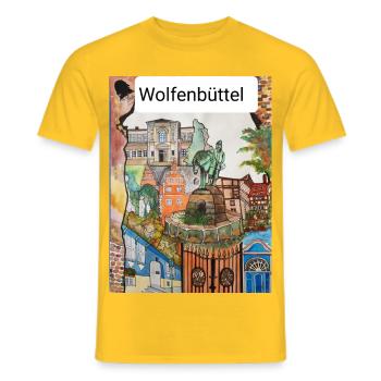 EG Wolfenbüttel I Stadt I Aquarell Gerecke - Männer T-Shirt - Gelb - Vorne - AI Model Male 178 dark (178cm)