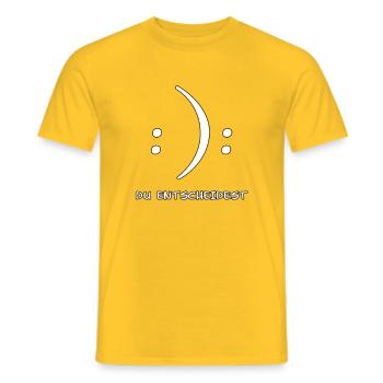 Du entscheidest Glücklich oder Unglücklich Witz - Männer T-Shirt - Gelb - Vorne - AI Model Male 178 dark (178cm)