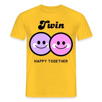 Fröhliche Zwillinge Gesichter "Twin" Zusammen girl - Männer T-Shirt - Gelb - Vorne - AI Model Male 178 dark (178cm)