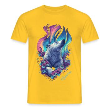 Aurora Bear - Men's T-Shirt - yellow - Front - AI Model Male 178 dark (178cm)