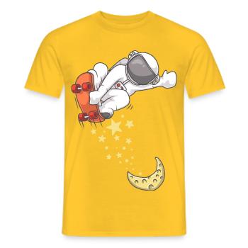 Astronaut Skate on Crescent Moon - Men's T-Shirt - yellow - Front - AI Model Male 178 dark (178cm)