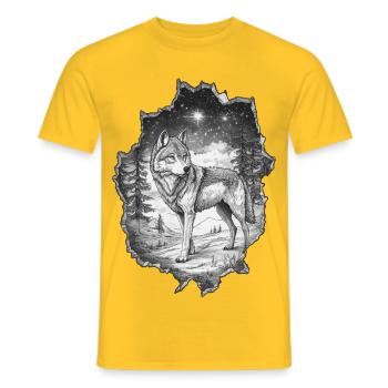Wolf - Männer T-Shirt - Gelb - Vorne - AI Model Male 178 dark (178cm)