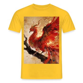Le Cœur du Phénix : Flamme Éternelle - T-shirt homme - jaune - Devant - AI Model Male 178 dark (178cm)