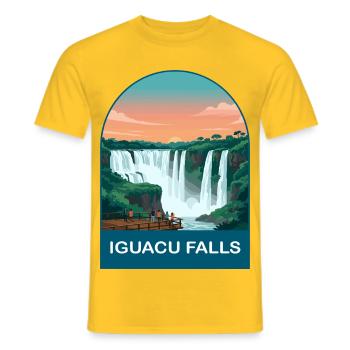 Iguacu Falls Vintage-Wasserfall-Reiseposter-Kunst - Männer T-Shirt - Gelb - Vorne - AI Model Male 178 dark (178cm)